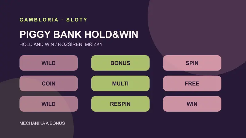 Schéma mechaniky hry Piggy Bank Hold&Win